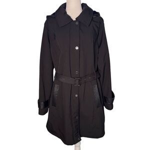 Michael Kors Black Hooded Trench Coat Women's Size 2X